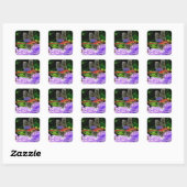 Sticker Carré Dragonfly rouge sur Violet Violet Fleurs (Feuille)
