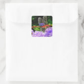 Sticker Carré Dragonfly rouge sur Violet Violet Fleurs (Sac)