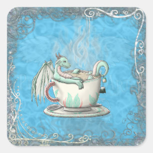 Sticker Carré Dragons de la Coupe de Thé : menthe poivrée