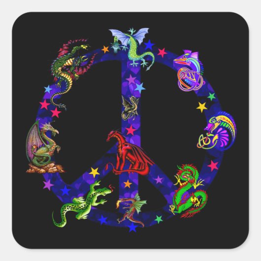 Sticker Carré Dragons De Paix (Devant)