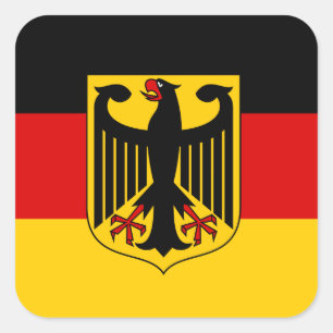 Sticker Carré Drapeau allemand et armoiries, Drapeau de l'Allema