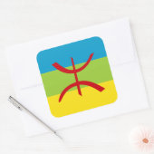 Sticker Carré Drapeau Amazigh Drapeau Berber Drapeau Kabyles (Enveloppe)