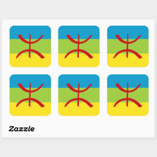 Sticker Carré Drapeau Amazigh Drapeau Berber Drapeau Kabyles