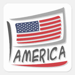 Sticker Carré Drapeau America Pride X