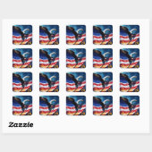 Sticker Carré Drapeau américain Aigle TRUMP 2024 (Feuille)