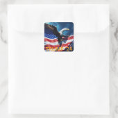 Sticker Carré Drapeau américain Aigle TRUMP 2024 (Sac)