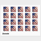 Sticker Carré Drapeau américain avec notes de musique (Feuille)