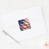 Sticker Carré Drapeau américain avec notes de musique (Enveloppe)