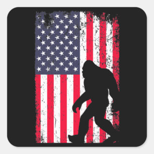 Sticker Carré Drapeau américain Bigfoot