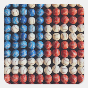 Sticker Carré Drapeau américain de baseball