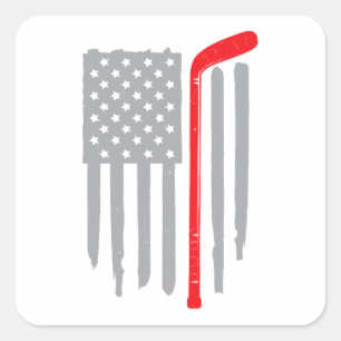 Sticker Carré Drapeau américain de hockey