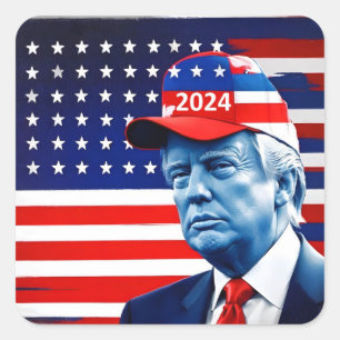 Sticker Carré Drapeau américain Donald Trump 2024