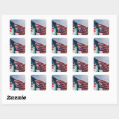 Sticker Carré Drapeau américain Lady Liberty (Feuille)
