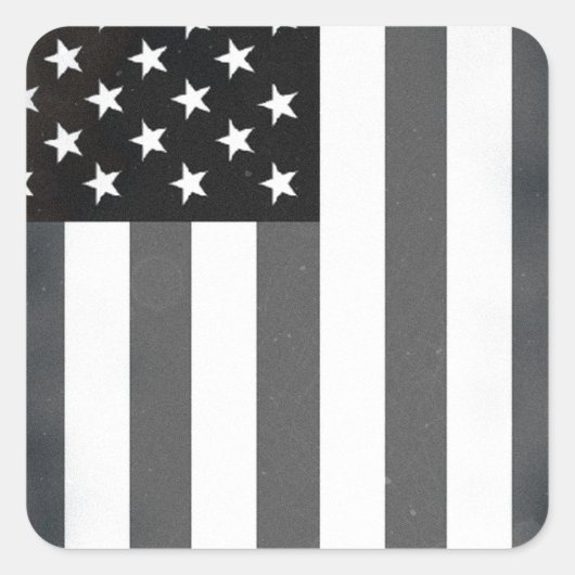 Sticker Carré Drapeau américain noir et blanc (Devant)