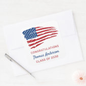 Sticker Carré Drapeau américain Patriotique Militaire Graduation (Enveloppe)