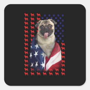 Sticker Carré Drapeau américain Puggy