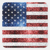 Sticker Carré drapeau américain rouge blanc brillant parties sci (Devant)
