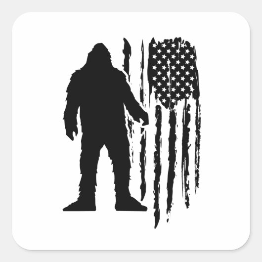Sticker Carré Drapeau américain Sasquatch Bigfoot (Devant)
