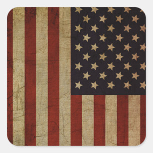 Sticker Carré Drapeau américain vintage Grunge