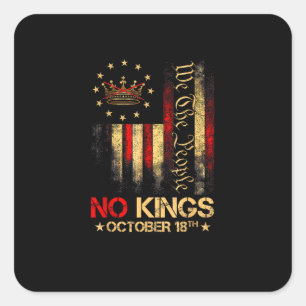 Sticker Carré Drapeau américain vintage No Kings 1776