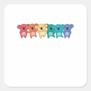 Sticker Carré Drapeau arc-en-ciel Gay pride Lgbtq Koala Cute Koa