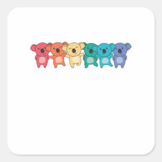 Sticker Carré Drapeau arc-en-ciel Gay pride Lgbtq Koala Cute Koa