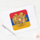 Sticker Carré Drapeau arménien et armoiries, Drapeau de l'Arméni (Enveloppe)