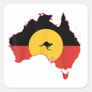 Sticker Carré Drapeau autochtone T Chemise Australie Drapeau cad