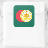 Sticker Carré Drapeau bangladais et emblème national, Bangladesh (Sac)