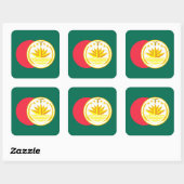 Sticker Carré Drapeau bangladais et emblème national, Bangladesh (Feuille)