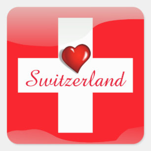 Sticker Carré Drapeau brillant de la Suisse