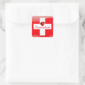 Sticker Carré Drapeau brillant suisse (Sac)