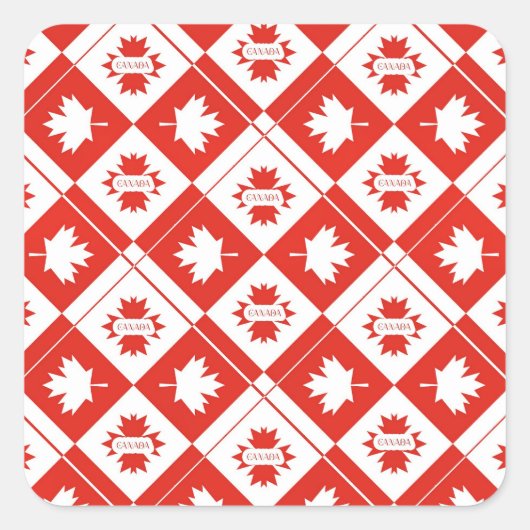 Sticker Carré Drapeau canadien avec feuilles d'érable (Devant)