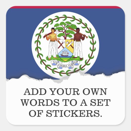 Sticker Carré Drapeau classique de Belize (Devant)