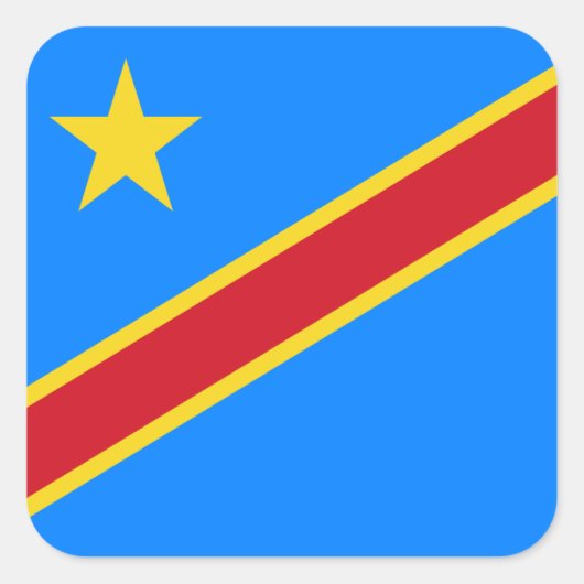 Sticker Carré Drapeau congolais, Drapeau de la RDC (Devant)