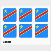 Sticker Carré Drapeau congolais, Drapeau de la RDC (Feuille)