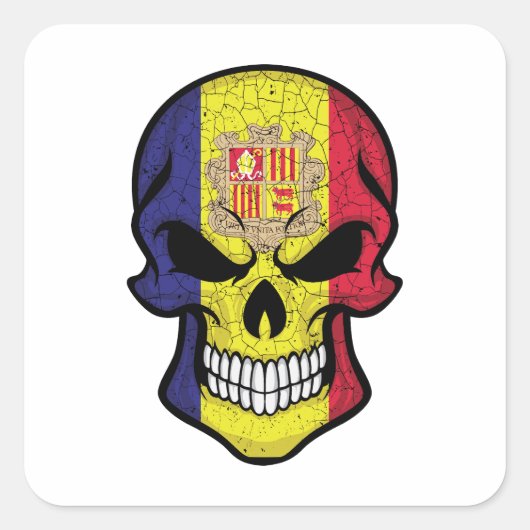 Sticker Carré Drapeau crâne souriant d'Andorre (Devant)