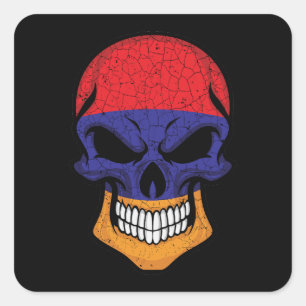 Sticker Carré Drapeau crâne souriant d'Arménie