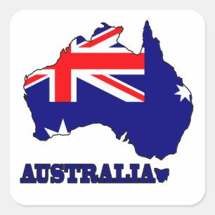 Sticker Carré Drapeau dans la carte de l'Australie