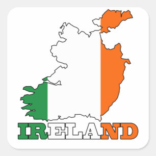 Sticker Carré Drapeau dans la carte de l'Irlande