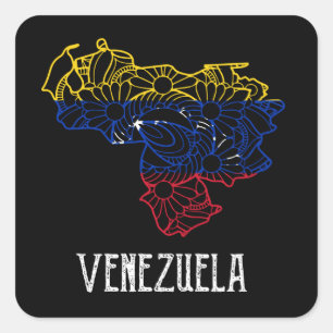 Sticker Carré Drapeau d'art mandala du Venezuela