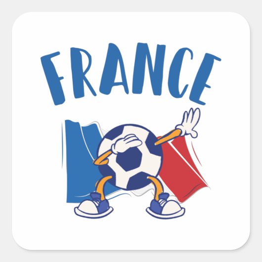 Sticker Carré Drapeau de balle de soccer en France (Devant)