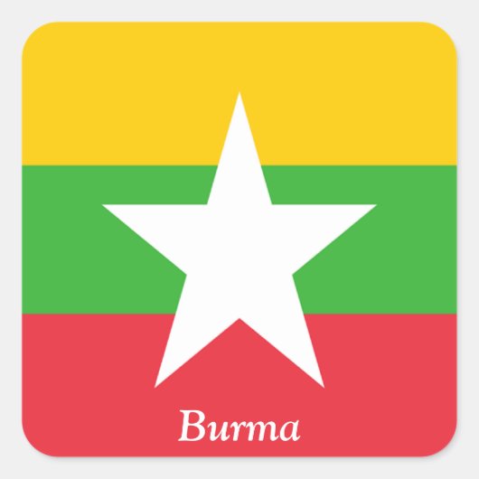Sticker Carré Drapeau de Birmanie (Devant)