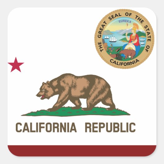 Sticker Carré Drapeau de Californie (Devant)