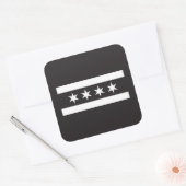 Sticker Carré Drapeau de Chicago en noir et blanc (Enveloppe)