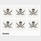 Sticker Carré Drapeau de crâne obsidien Drapeau de pirate Calico (Feuille)