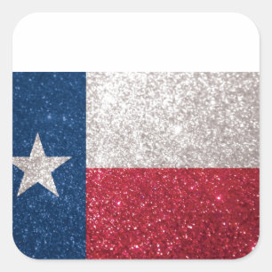 Sticker Carré Drapeau de Faux Parties scintillant Texas