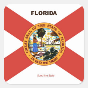 Sticker Carré Drapeau de Floride et slogan