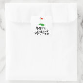 Sticker Carré Drapeau de golf avec le texte Joyeux Anniversaire (Sac)