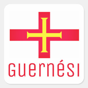 Sticker Carré Drapeau de Guernési